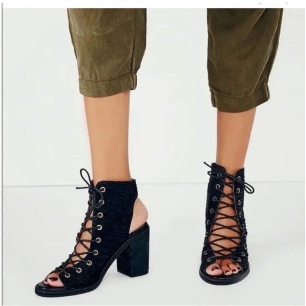 Jeffrey Campbell Black Lace-Up Heels - Free People